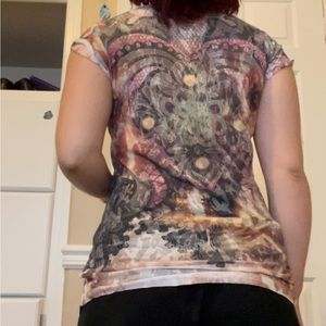 Kaleidoscope pattern short sleeve top